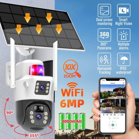 Camera an ninh năng lượng mặt trời 4K Wifi Wireless 360 có tầm nhìn ban đêm và âm thanh